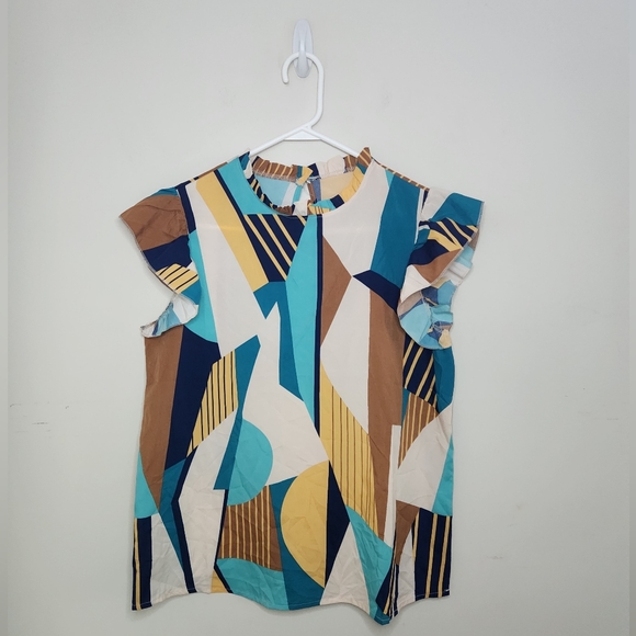 Women's Geometric Print Top Sz Medium - Picture 1 of 9